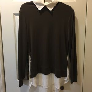 Brown shirt faux collar